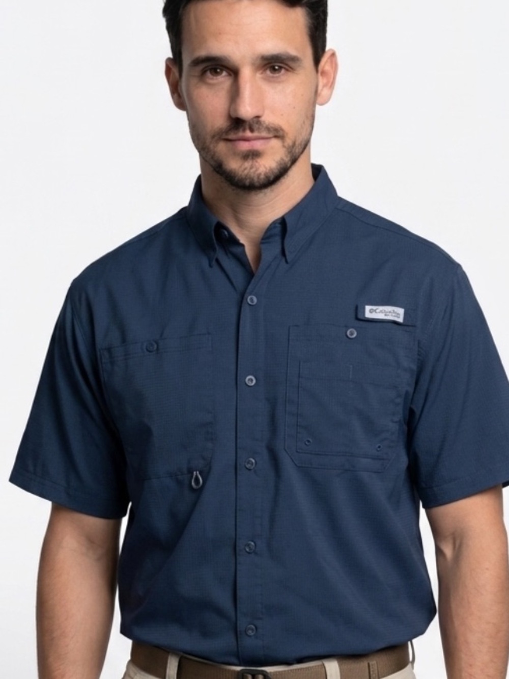 Columbia PFG Performance Fishing Gear Shirt XL TG Omni-Shade Navy Fishing Shirt